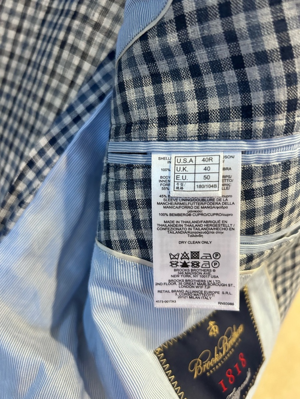 Brooks Brothers Navy and White Check Sport Coat - linen - Picture 3 of 6